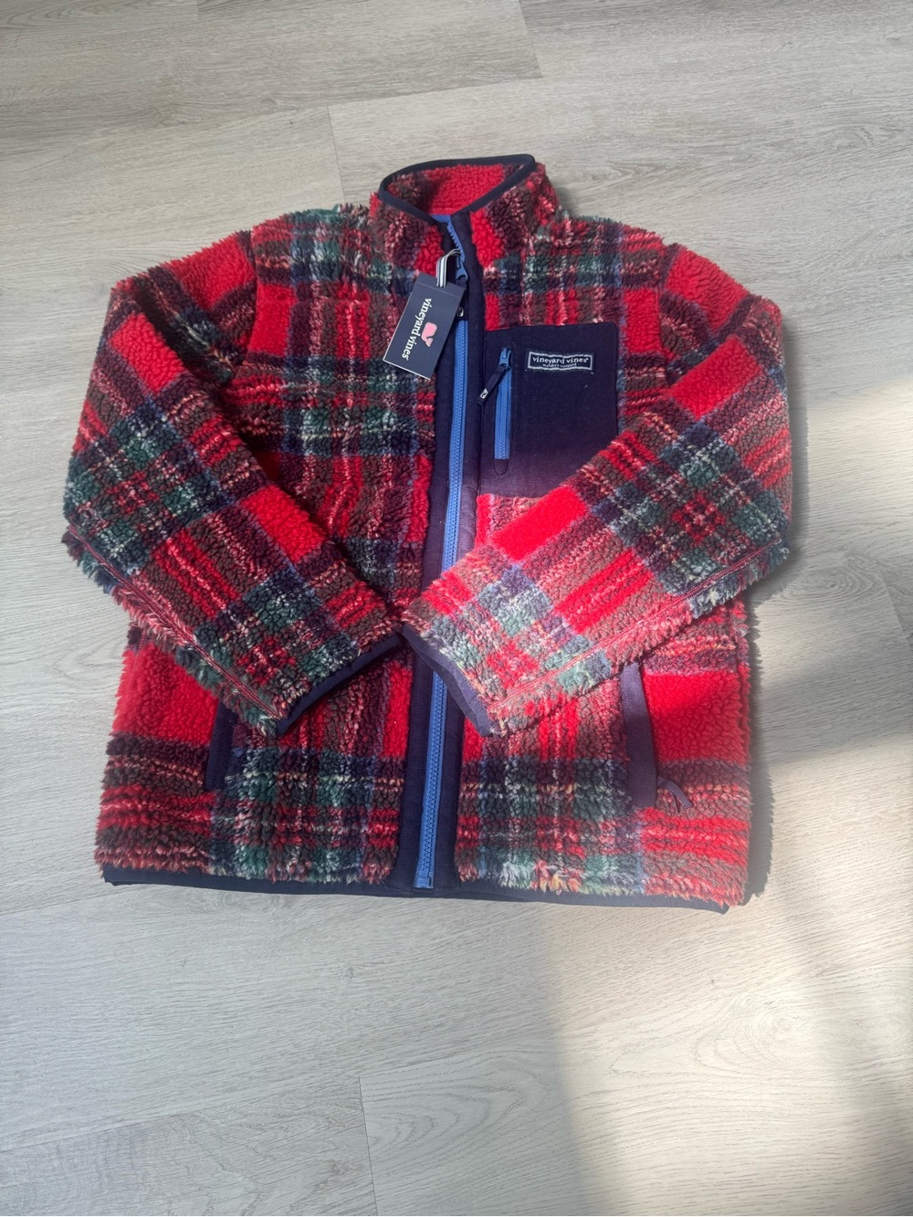 Vineyard Vines Kids Boys Red Plaid Sherpa Shep Shirt Jacket Large 16